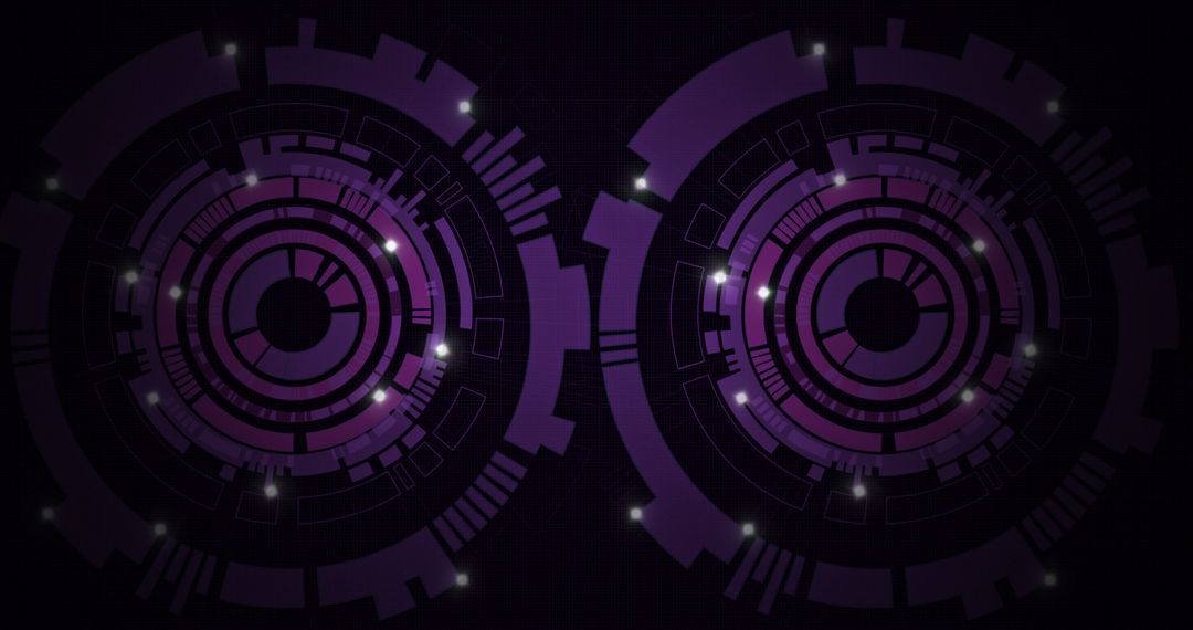 Abstract Digital Circles with Neon Lights