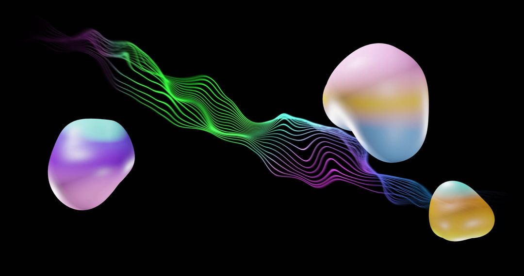 Vibrant Abstract Floating Shapes on Dynamic Mesh Background