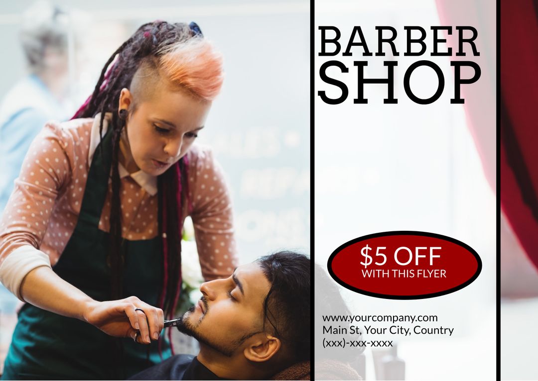 Professional Barber Styling Client Beard Daytime Salon Promo