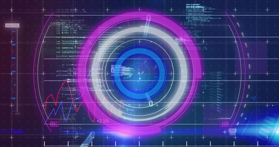 Futuristic Financial Interface with Neon Scanner