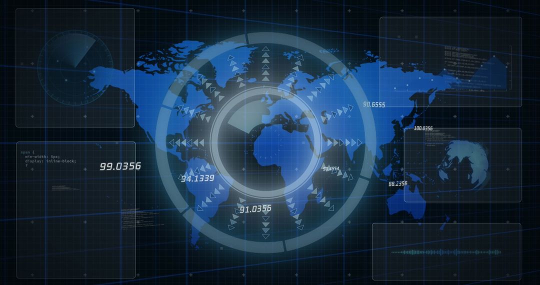 Global Digital Technology Interface with World Map
