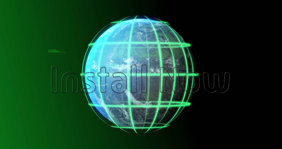 Futuristic Rotating 3D Earth Globe with Digital Interface
