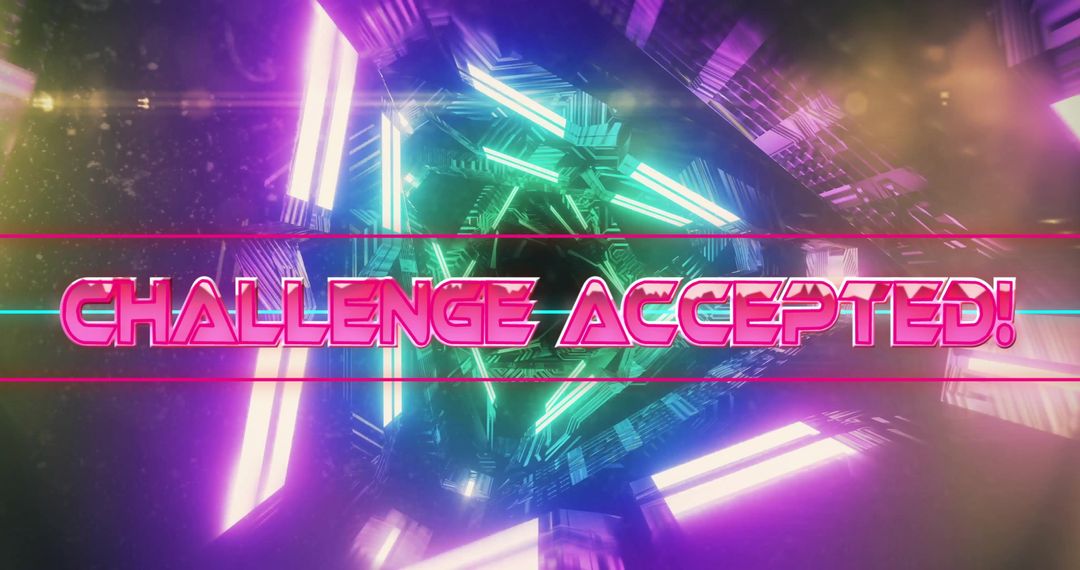 Futuristic Neon Challenge Accepted Digital Banner