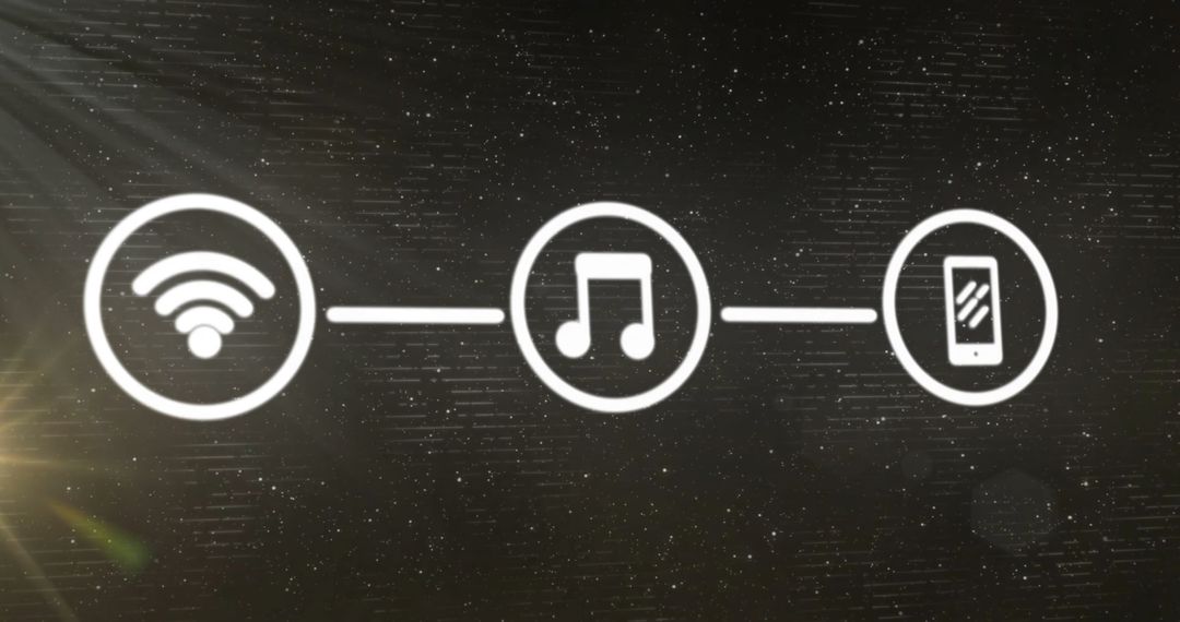 Digital Connectivity Network Icons on Space-Themed Background