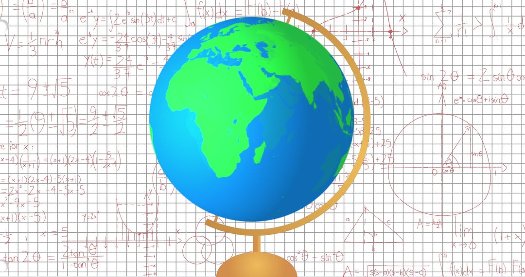 Globe Model with Mathematical Equations on Lined Background