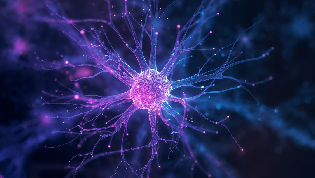Futuristic Glowing Neuron with Dendrites Radiating Patterns
