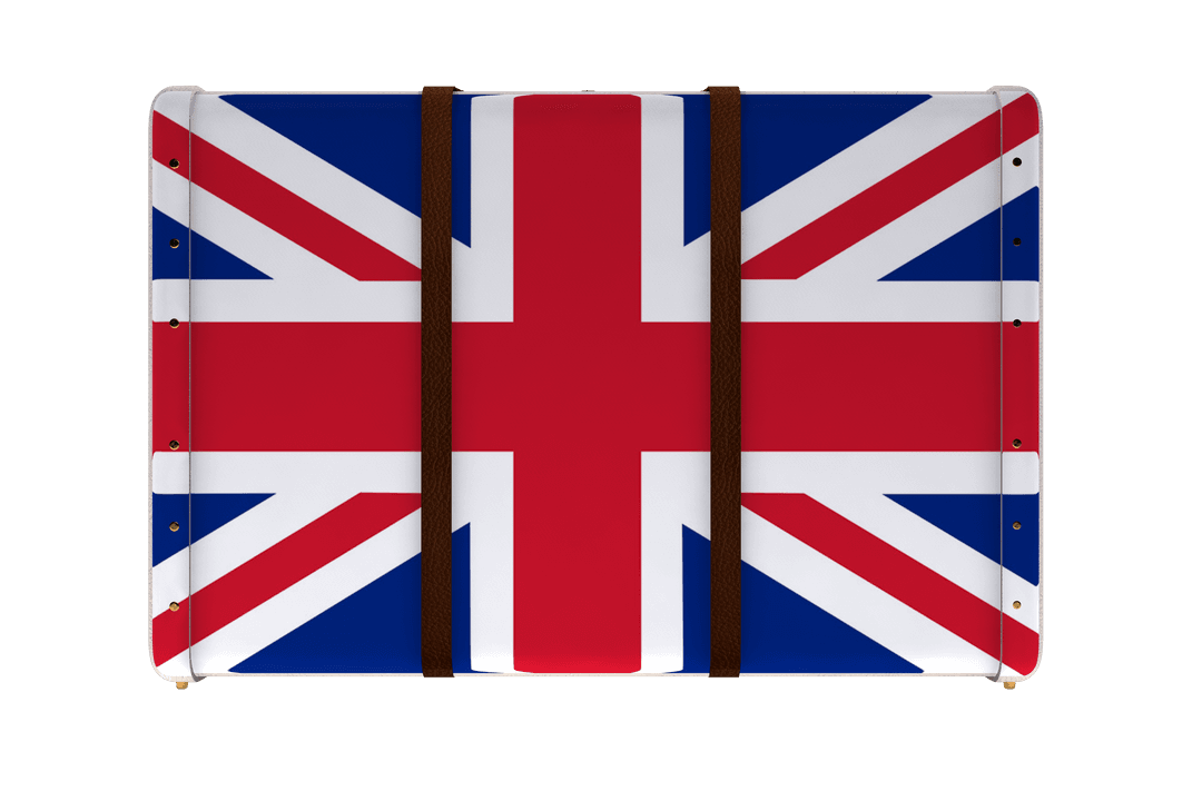Transparent Suitcase with Great Britain Flag Design