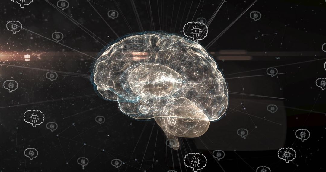 Digital Brain With AI Connections in Network Concept