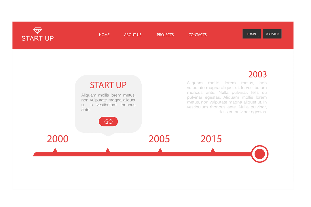 Digital Business Timeline on Transparent Background