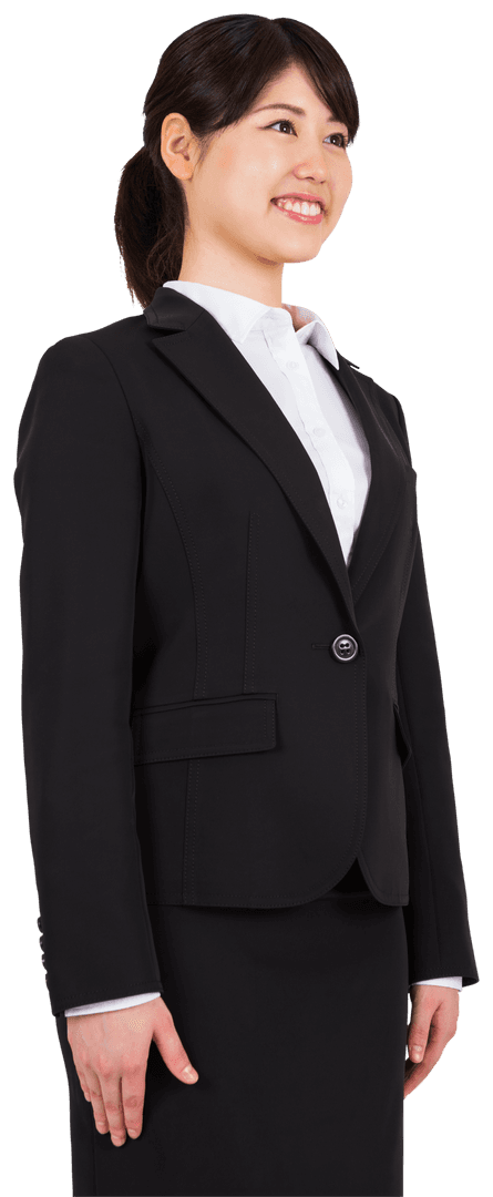 Smiling Asian Businesswoman Transparent Background Professional Pose