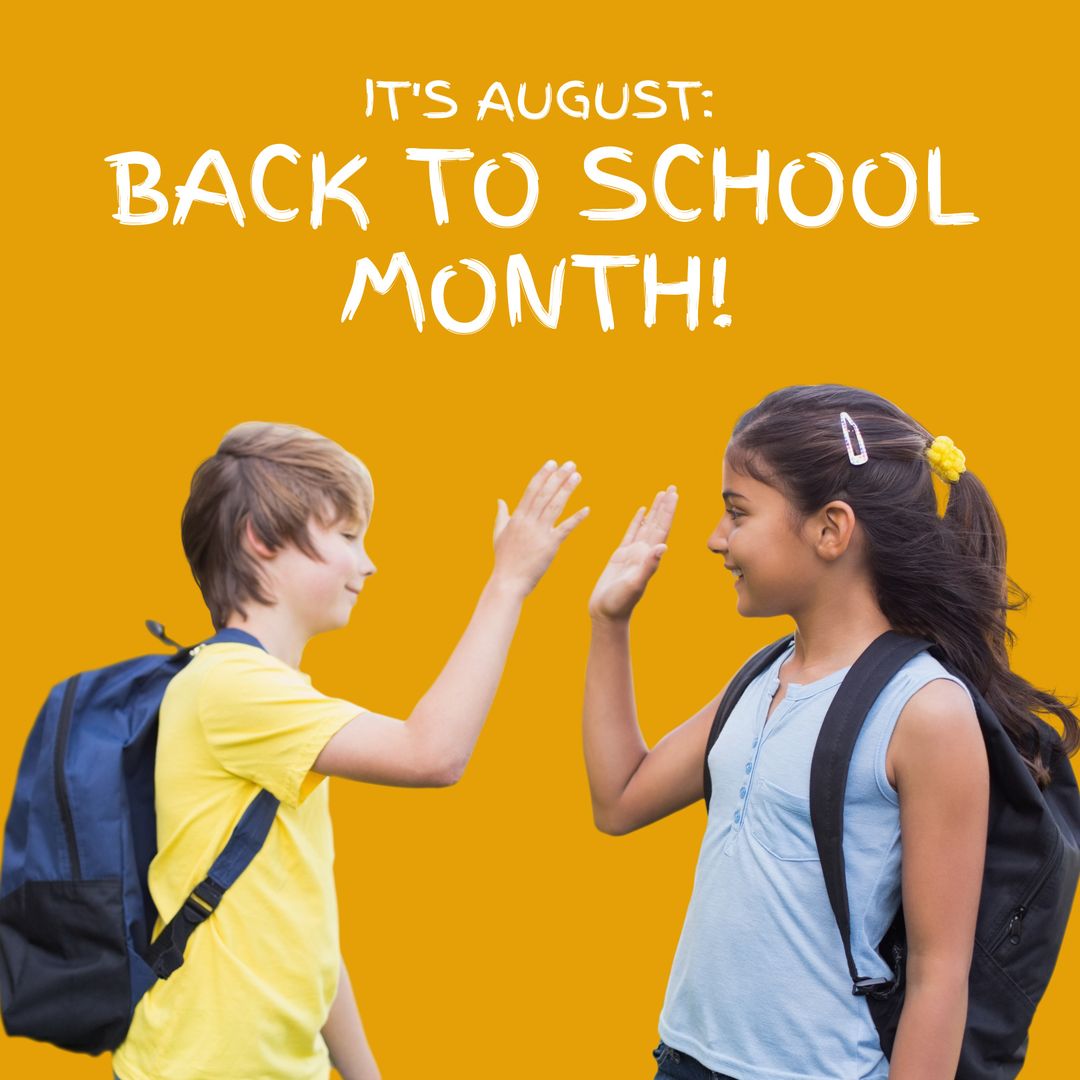 Diverse Kids Celebrating Back to School with High Five Gesture