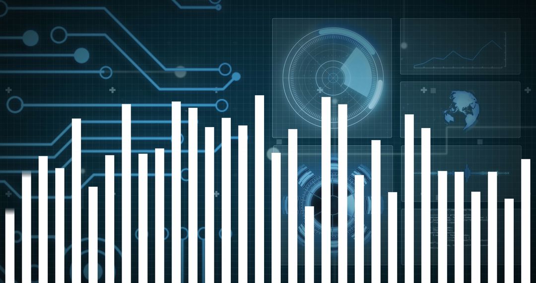 Futuristic Data Visualization with Bar Graphs and Digital Interface - Free Images, Stock Photos and Pictures on Pikwizard.com