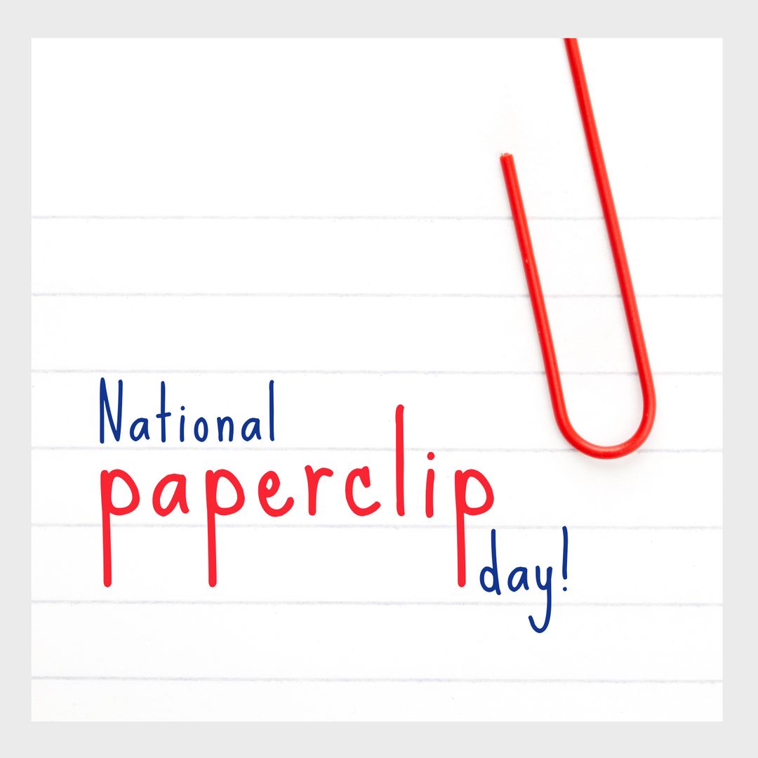 National Paperclip Day Celebration with Red Paperclip on Lined Paper