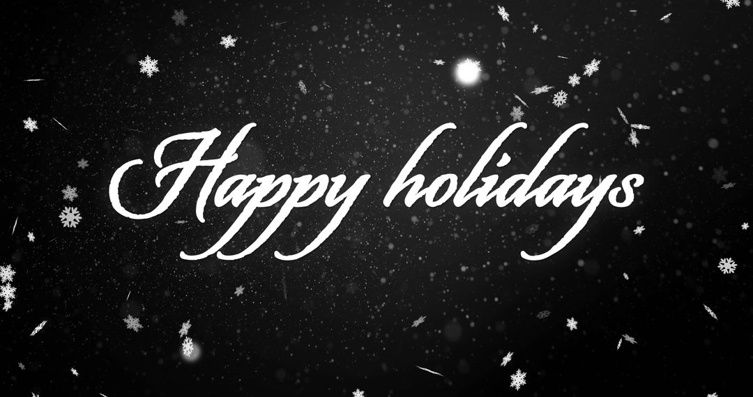 Festive Happy Holidays Text with Snowflakes on Dark Background