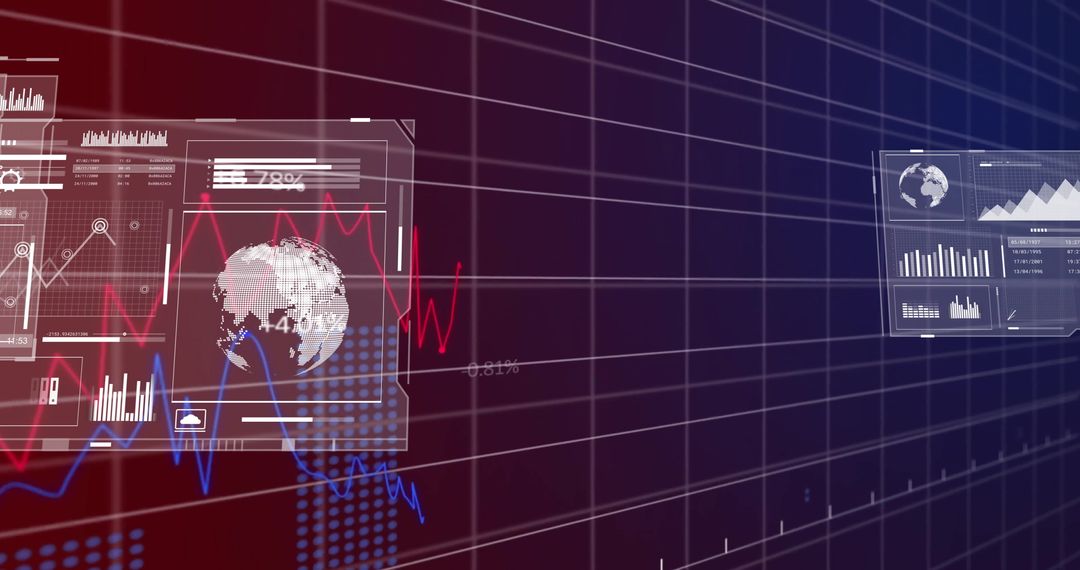Global Financial Trends and Digital Data Visualization Concepts