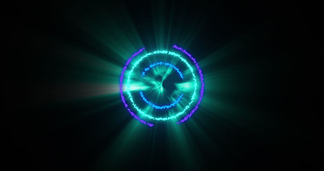 Glowing Circles with Radiant Light Over Dark Background