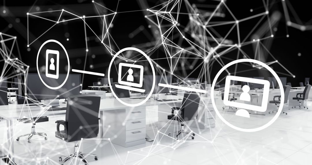 Futuristic Digital Interface in Modern Office Setting