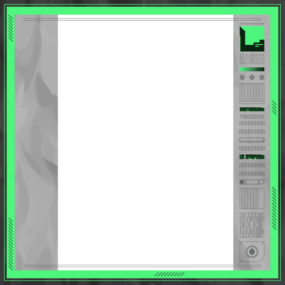 Transparent Futuristic Techno UI with Neon Elements