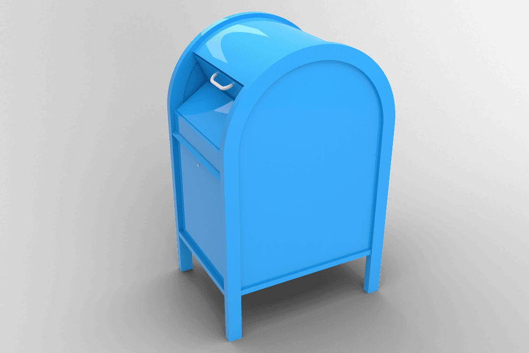 Blue Rubbish Bin Illustration on Transparent Background