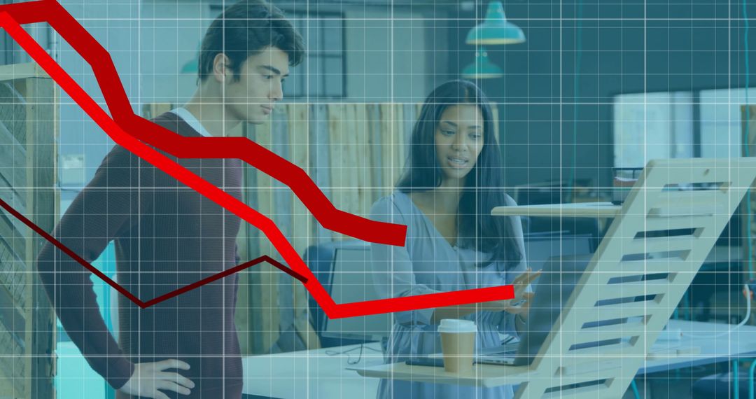 Colleagues Analyzing Financial Decline with Graph Overlay