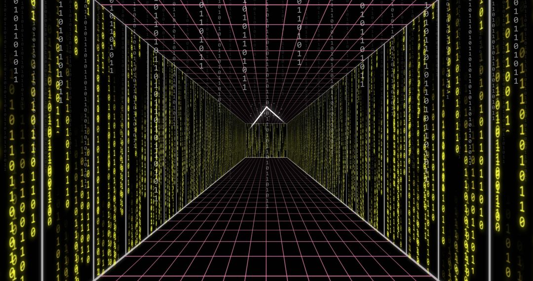 Futuristic Digital Tunnel Draped with Green Binary Code - Free Images, Stock Photos and Pictures on Pikwizard.com