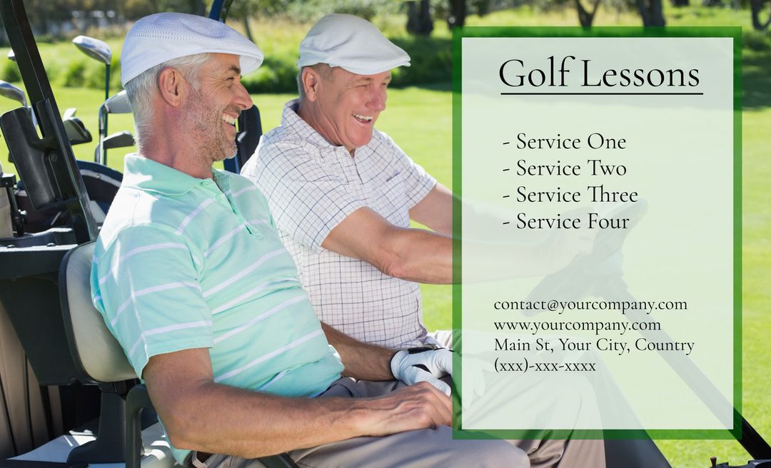 Senior Men Enjoying Golf Lesson on Warm Sunny Day - Download Free Stock Templates Pikwizard.com