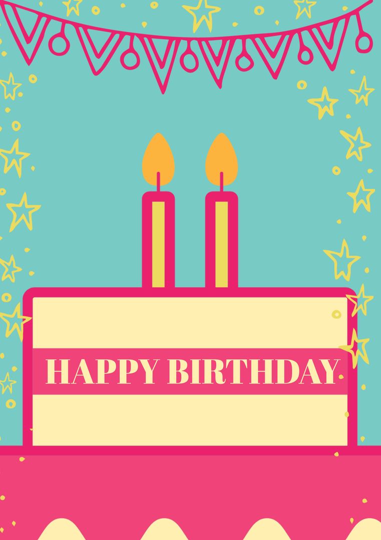 Colorful Birthday Card with Cake and Candles - Download Free Stock Templates Pikwizard.com