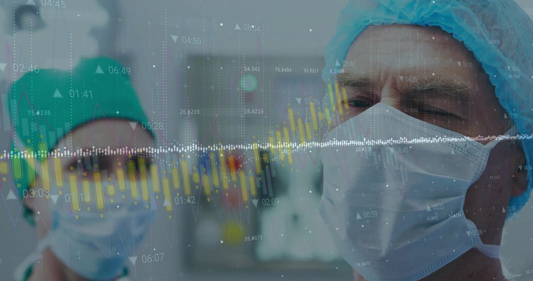 Doctors Analyzing Data with Futuristic Interface in Hospital