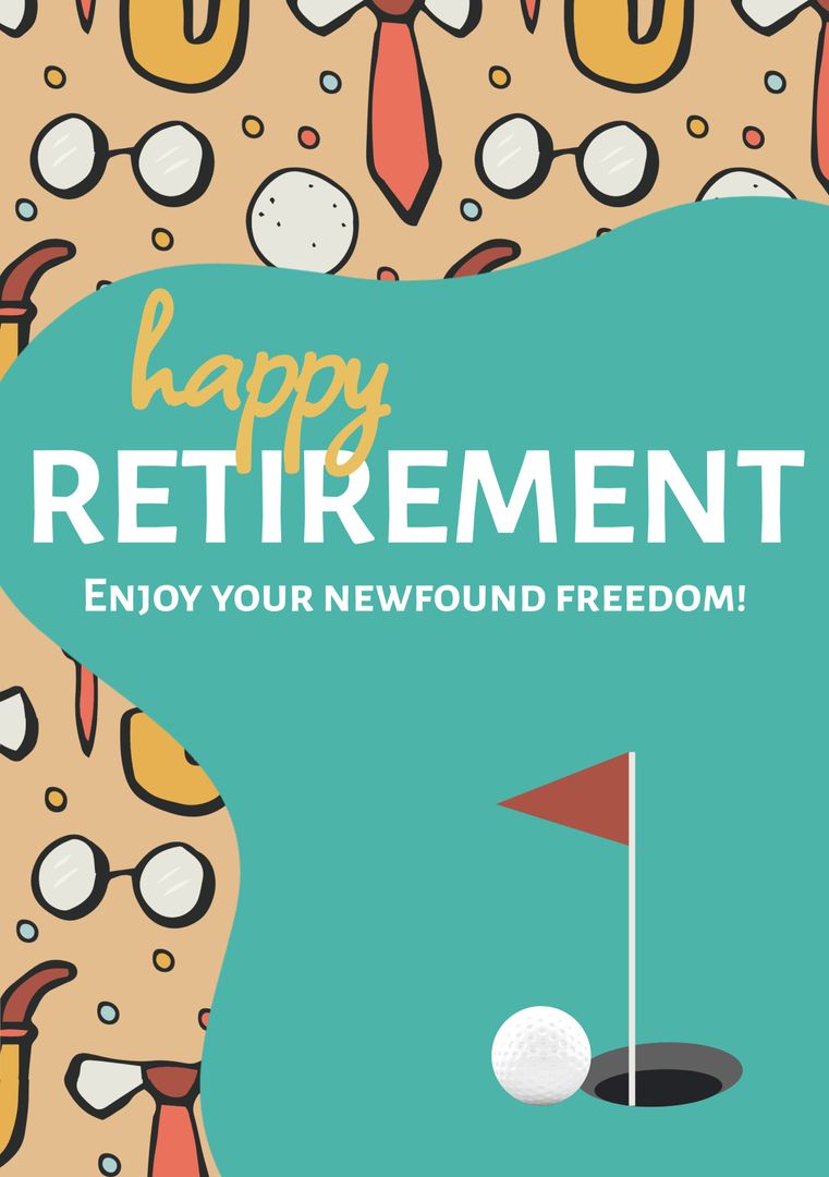 Happy Retirement Card with Golf Theme and Celebration Message - Download Free Stock Templates Pikwizard.com