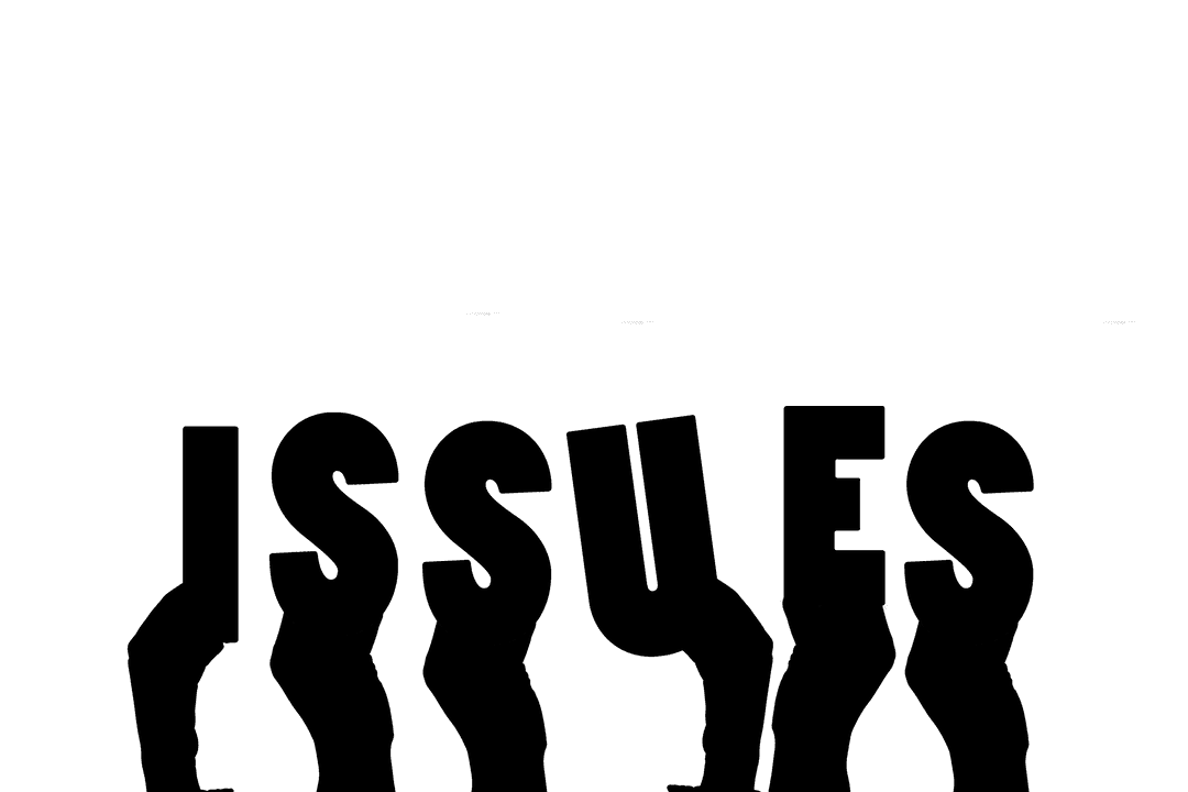 Modern Communication Concept Hands with Issues Text on Transparent Background