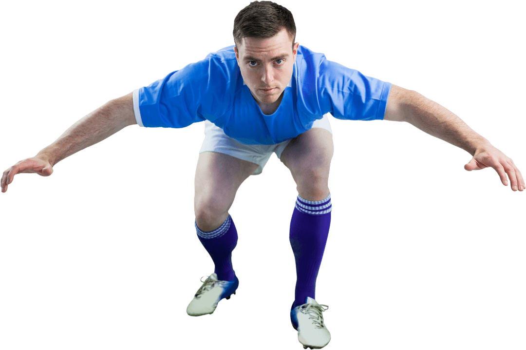 Rugby Player Preparing for Game Transparent