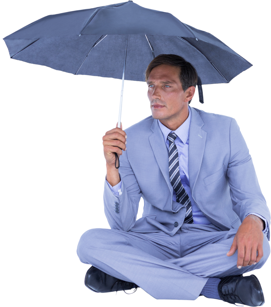 Transparent Businessman Sheltering Under Umbrella in Suit - Download Free Stock Images Pikwizard.com