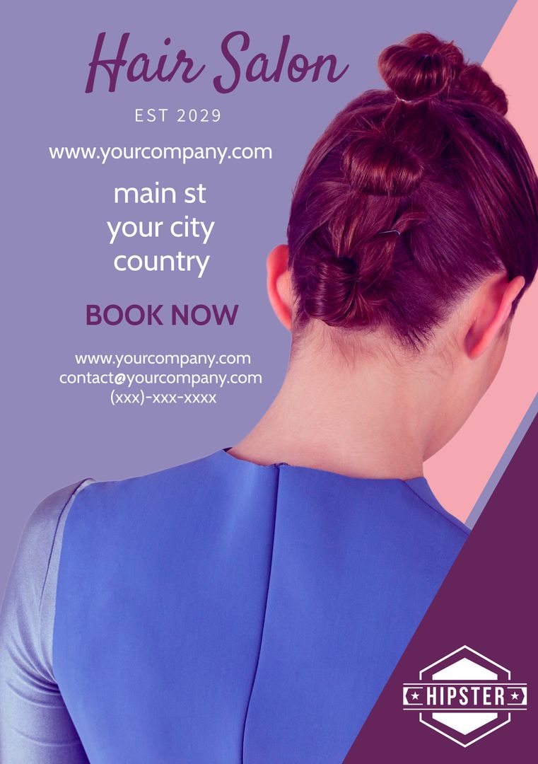 Elegant Updo Hair Salon Promotion with Contact Details - Download Free Stock Templates Pikwizard.com