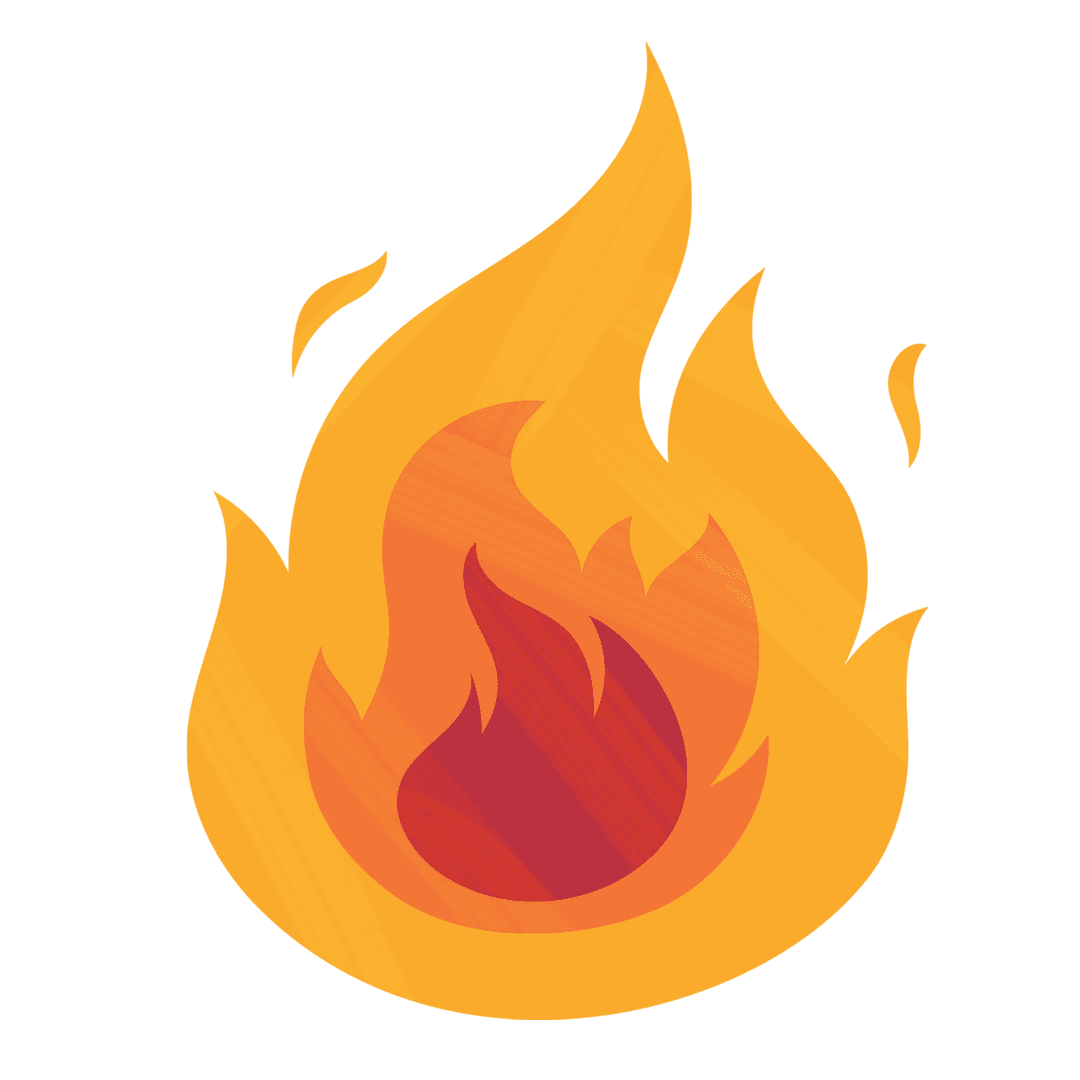 Transparent Flaming Fire Icon with Gradient Design Elements