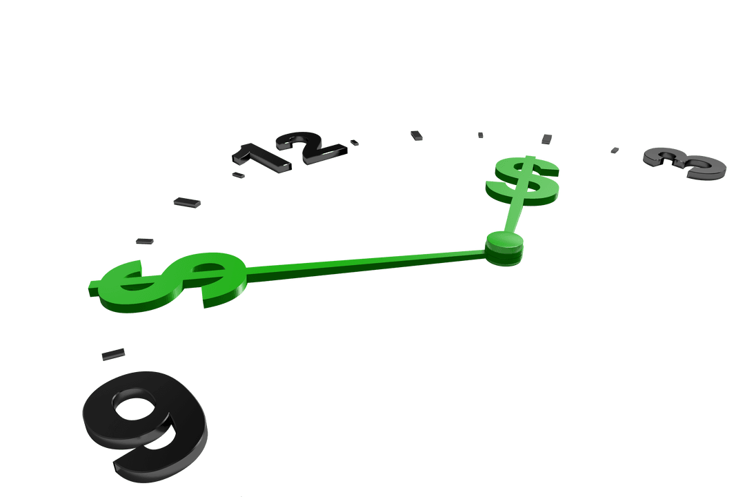 Transparent Clock with Dollar Sign Symbols Illustrating Time and Finance