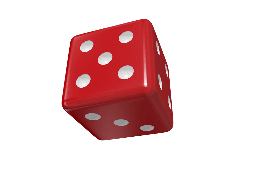 Vibrant 3D Transparent Red Dice with White Dots