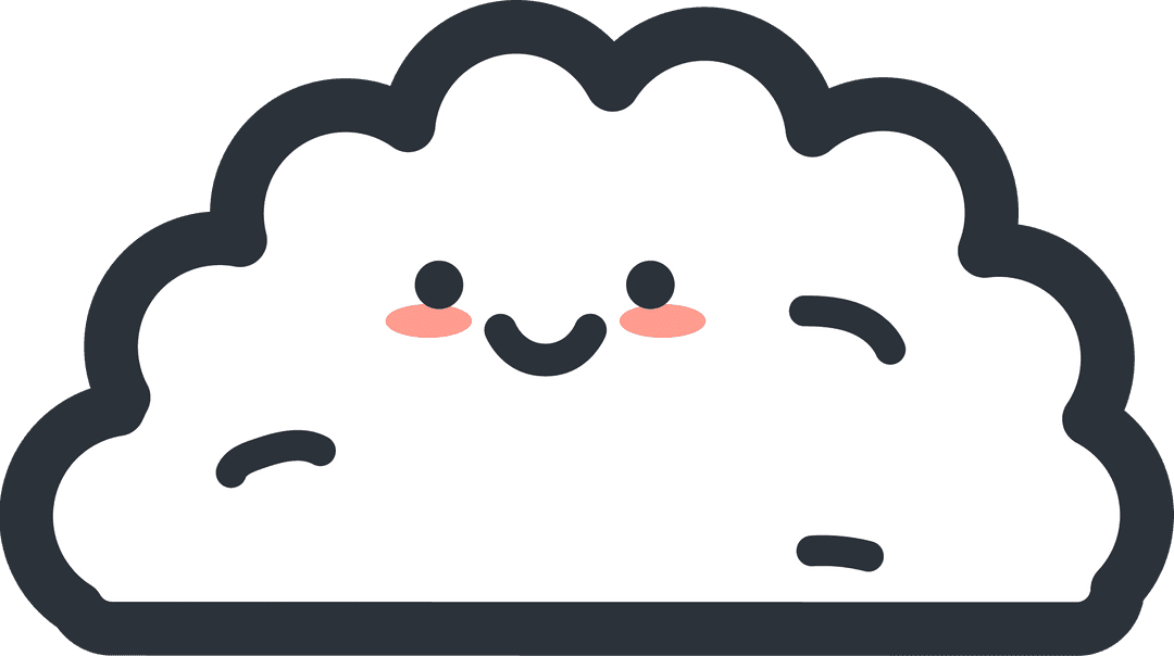 Cute Smiling Cartoon Cloud on Transparent Background
