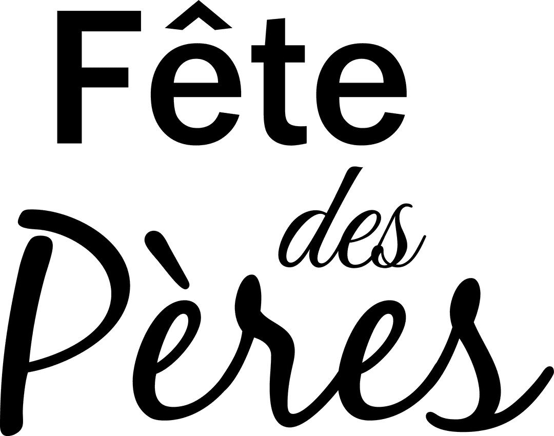 Fête des Pères Typography on Transparent Background