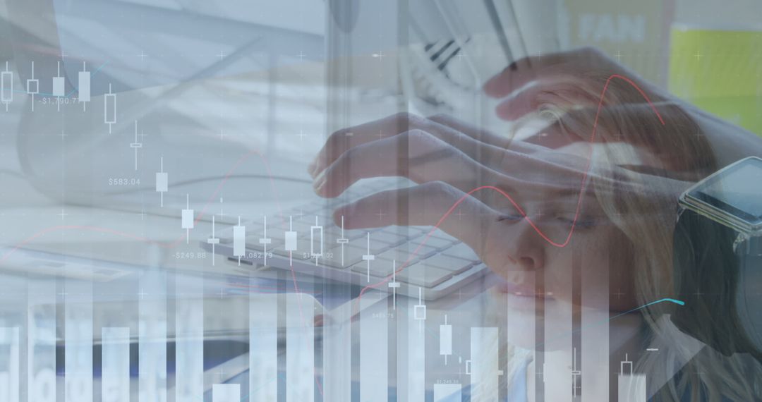 Financial Tech Analysis with Businesswoman and Data Overlay