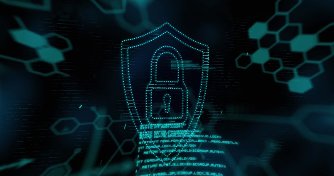 Futuristic Digital Security Lock and Cyber Data Streams