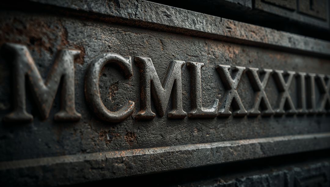 Highlighting Raised Roman Numerals on Weathered Cast-Metal Plaque with Rust Patina