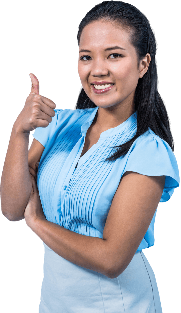 Confident Businesswoman Giving Thumbs Up Gesture Transparent Background