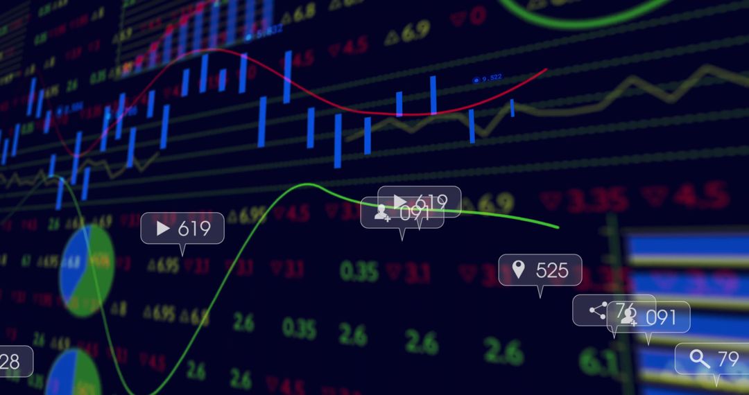 Digital Financial Dashboard with Candlesticks and Trend Lines