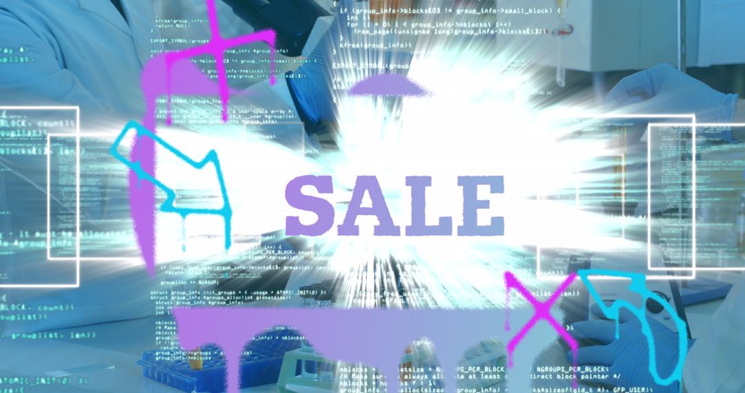 Digital Sale Announcement with Futuristic Graphics