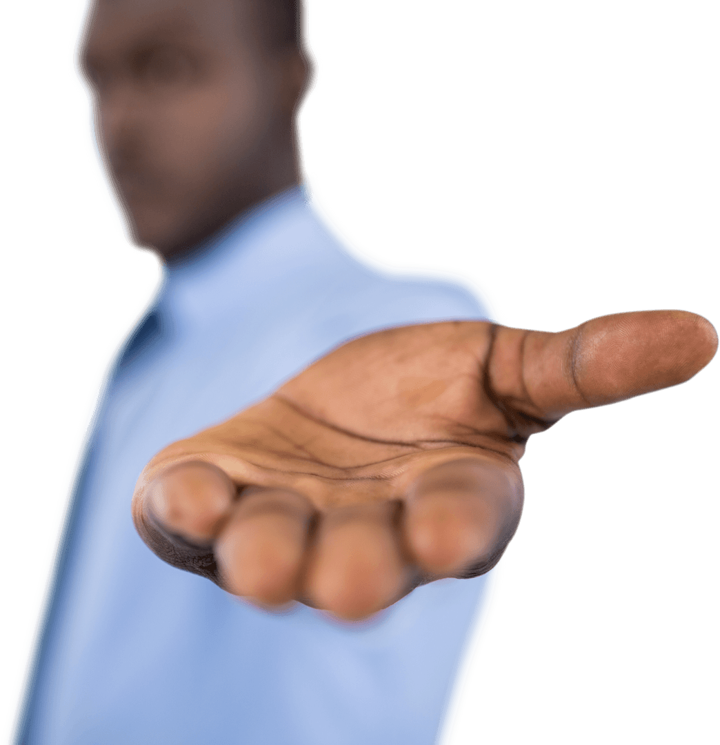 Transparent Background of Businessman Extending Hand Forward