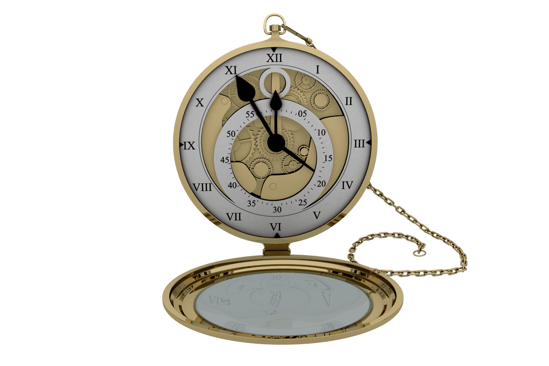 Transparent Vintage Pocket Watch with Detailed Inner Workings