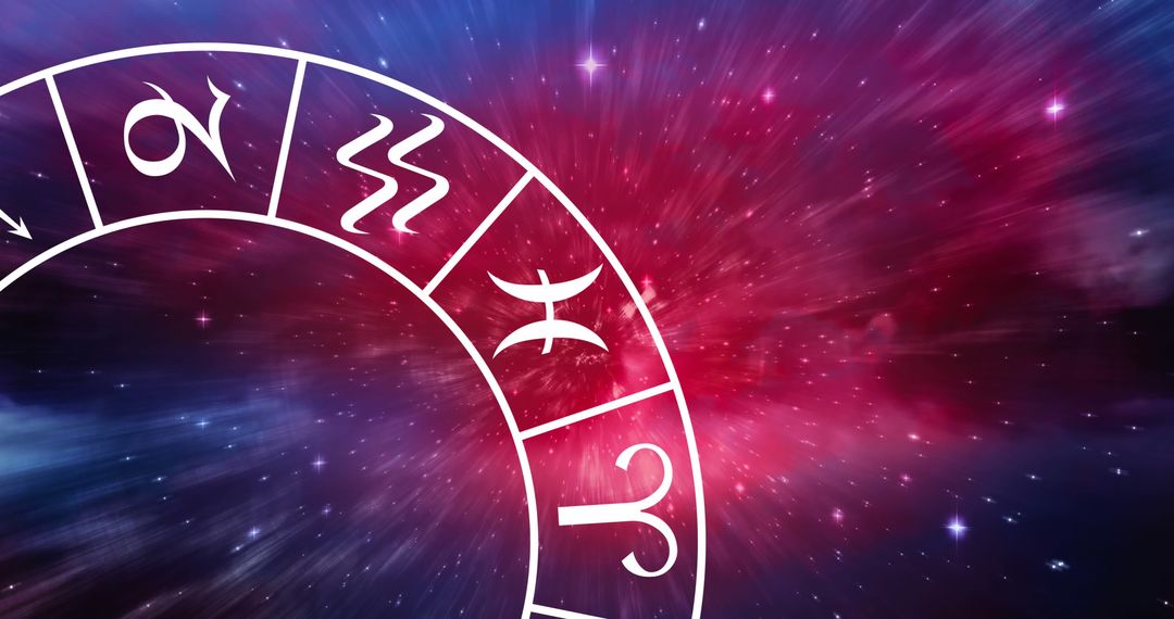 Digital Zodiac Wheel on Cosmic Background with Starlit Nebula - Free Images, Stock Photos and Pictures on Pikwizard.com