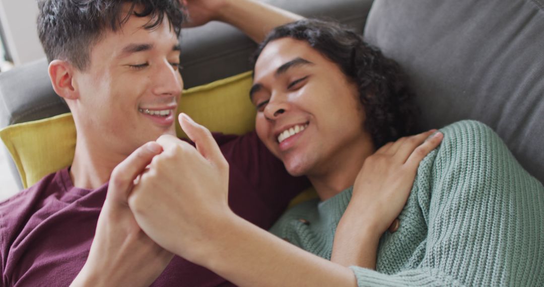 Joyful Couple Relaxing Together at Home