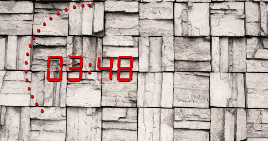 Digital Countdown Timer Display on Textured Brick Wall