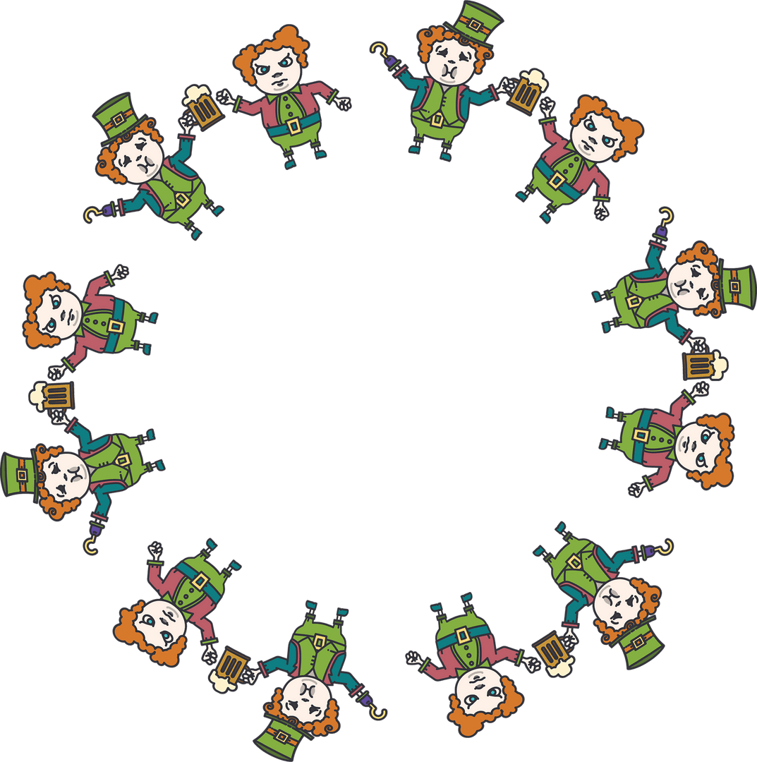 Whimsical Fairy Tale Characters in Circular Pattern on Transparent Background